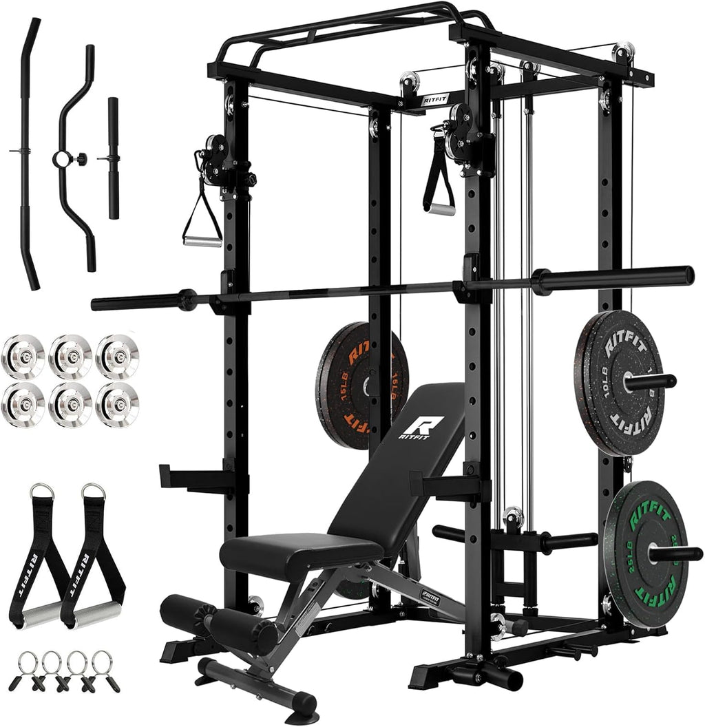 Power Cage Home Gym Package with Cable Crossover System