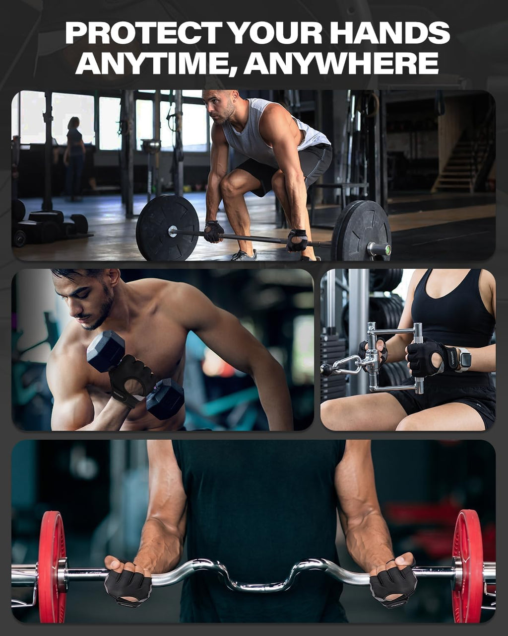 Workout Gloves for Men and Women, Weight Lifting Gloves with Excellent Grip, Lightweight Gym Gloves for Weightlifting, Cycling, Exercise, Crosstraining, Pull Ups, Fitness, Climbing and Rowing